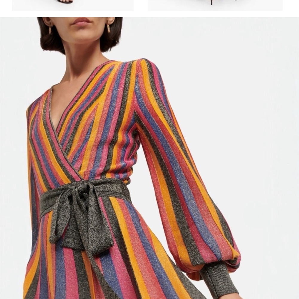 NWOT Rebecca Valence Striped Multicolor Wrap Dress